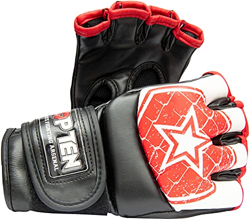 TOP TEN MMA Unisex – Erwachsene 2312-4003 American Football Receiver-Handschuhe, Weiss-Rot, S von TOP TEN MMA