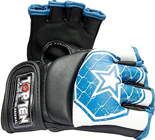 TOP TEN MMA Unisex – Erwachsene 2312-6003 American Football Receiver-Handschuhe, Weiss-Blau, S von TOP TEN MMA