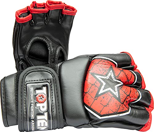 TOP TEN MMA Unisex – Erwachsene 2312-9003 American Football Receiver-Handschuhe, Schwarz-Rot, S von TOP TEN MMA