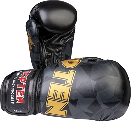 TOP TEN Boxhandschuhe „Prism“ - Standard, schwarz-Gold, 10 oz von TOP TEN