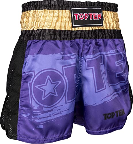 TOP TEN Kickbox-Shorts „Power Ink“ - lila-Gold, Gr. M von TOP TEN