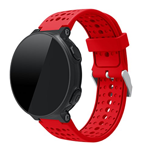 TopTen Uhrenarmband Kompatibel mit Garmin Forerunner 220/230/235/620/630 GPS-Laufuhr, Silikon-Sportarmband Armband Ersatzzubehör Verstellbares Armband (rot) von TOP TEN