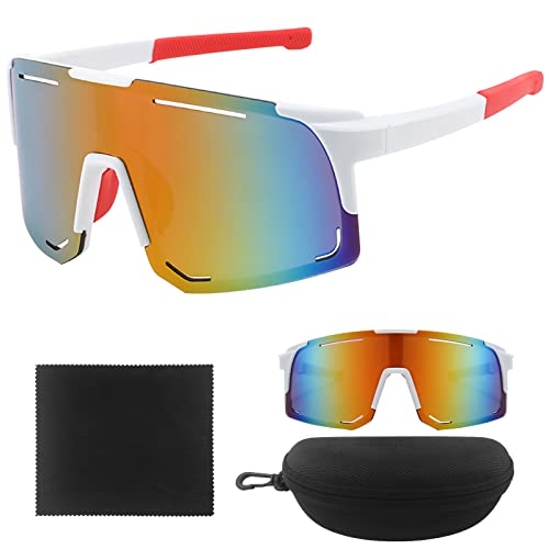 TOPJOWGA Fahrradbrille Sonnenbrille Herren Damen, Sportbrille Sonnenbrille, Polarisierte Sonnenbrille UV400, Schutzbrille Radsportbrille für Outdooraktivitäten Radfahren Laufen Wandern (D) von TOPJOWGA