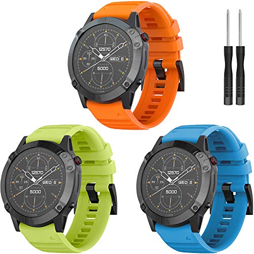 TOPsic Armband Fenix 6X/Fenix 6X Pro/Fenix 5X /Fenix 5X Plus/Fenix 7X/Fenix 7X Solar/Fenix 7X Sapphire Solar/Fenix 3 /Fenix 3 HR, 26mm Breite Silikon Estrazarmband Quick Release Uhrenbänder von TOPsic