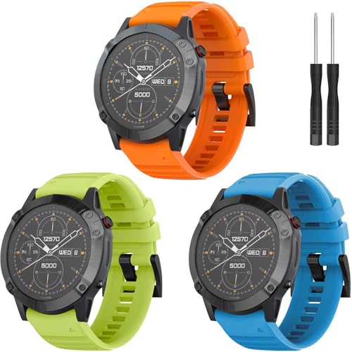 TOPsic Armband Kompatibel mit Fenix 6X/Fenix 6X Pro/Fenix 5X /5X Plus/Fenix 7X/Fenix 7X Solar/Fenix 7X /Fenix Sapphire Solar/Fenix 3/3 HR, 26mm Breite Silikon Estrazarmband Quick Release Uhrenbänder von TOPsic