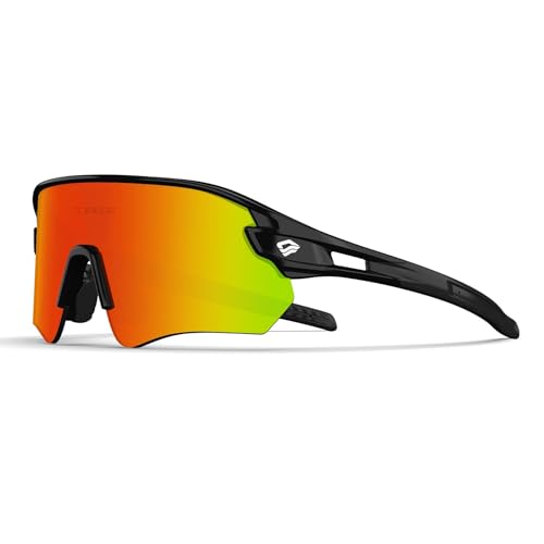 TOREGE Polarisierte Sport-Sonnenbrille für Damen und Herren, Anti-Beschlag, UV400-Schutz, für Angeln, Fahren, Golf, Radfahren von TOREGE