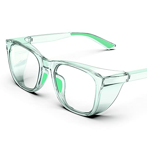 TOREGE Transparente Schutzbrille mit Seitenschutz, beschlagfrei und kratzfest mit rutschfesten Griffen und komplettem UV-Schutz, ideal für Frauen und Männer (Grün) von TOREGE