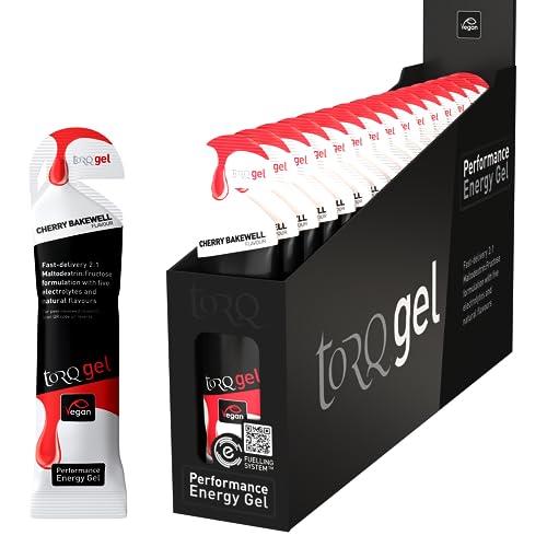 Torq Energy Gel Cherry Bakewell - Sports, Cycling, Running Gels with 30 g Carbohydrates, Box of 15 von TORQ