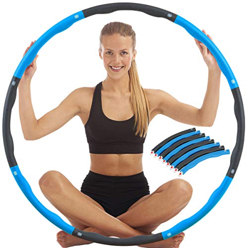 Hula Hoop Reifen für Erwachsene Durchmesser 95 cm Fortgeschrittene Fitness zur Gewichtsabnahme Hoola Hoops Gewichtsreduktion 8 abnehmbare Teile Blau - Grau von TOSANEO