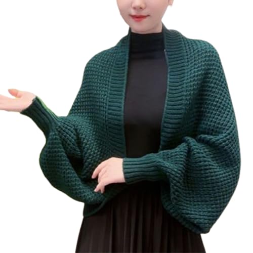 Weicher Schal-Strickmantel Für Damen, Multifunktionaler Warmer Strick-Häkelschal Mit Ärmeln Für Den Winter (One-Size,Dark Green) von TOTDYIKH