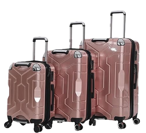 TOTIKI Koffer 3-teiliges Gepäckset, Großraumkoffer, Handgepäck, TSA-Zollkoffer Rollkoffer (Color : Rosa, Size : 20+24+28in) von TOTIKI