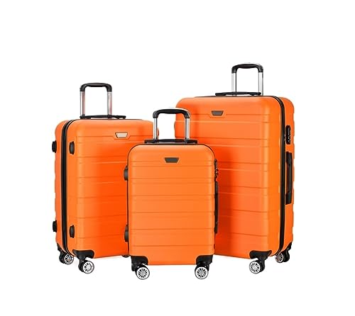 TOTIKI Koffer Gepäck-ABS-3-teiliges Set Mit Schloss-Spinner 20 Zoll, 24 Zoll, 28 Zoll, Leichtes Gepäck Für Die Reise Rollkoffer (Color : Orange, Size : 20+24+28inch) von TOTIKI