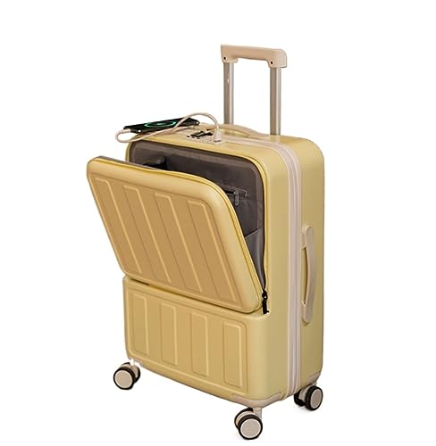 TOTIKI Koffer Gepäck Mit TSA-Schloss Und USB-Ladeanschluss, Kann Im Flugzeug Getragen Werden. Damenkoffer Rollkoffer (Color : Yellow, Size : 20in) von TOTIKI
