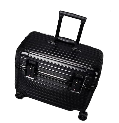 TOTIKI Koffer Gepäck PC+ABS Robuster Hartschalenkoffer Mit Doppelten Spinnerrädern, Kosmetikkoffer Rollkoffer (Color : Svart, Size : 18in) von TOTIKI