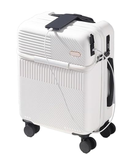 TOTIKI Koffer Koffer Mit USB-Ladeanschluss, TSA-Zahlenschloss, Universal-Rollgepäckkoffer Rollkoffer (Color : White, Size : 20in) von TOTIKI
