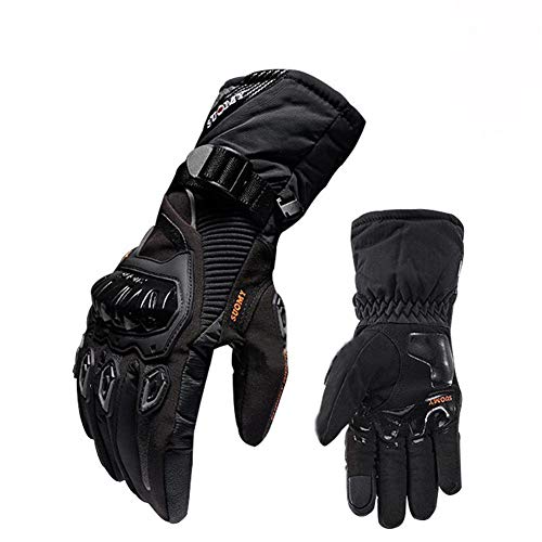 Motorrad-Handschuhe, TOTMOX Motorrad-Leder-Motorrad-Handschuhe Winter Wasserdichte Radfahren Outdoor Verschleißfeste Touchscreen-Handschuhe von TOTMOX