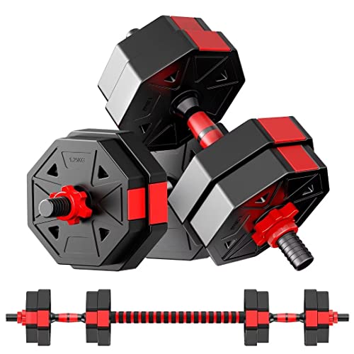Gewichte – Kurzhanteln – Set mit 2 Stück, verstellbares freies Gewicht, Workout, 13,6 kg, Paar (2 x 6,8 kg) mit Verbindungsstück, 3-in-1-Set als Langhantel, Liegestützständer, Fitness-Übungen für von TOTOZAKUL
