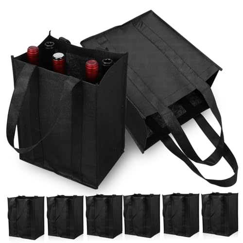TOYANDONA 6 Stück Teiliges Weintragetaschen aus Vliesstoff mit Fächern Wiederverwendbar Robust und Verschleißfest für Wein Bierflaschen Picknick Camping Party und Geschenkverpackung von TOYANDONA