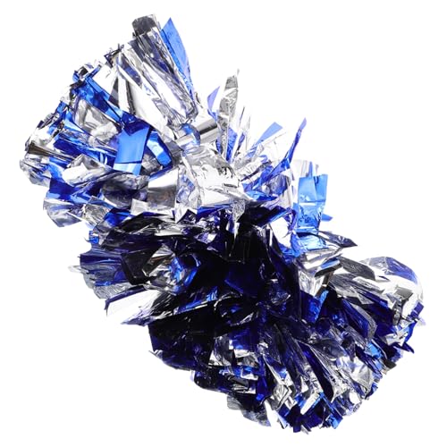 TOYANDONA Cheerleading Pompons Mittelgroß Handgriff Blau Silber Metallic Cheer Dance Team Prop Sportevent Zubehör von TOYANDONA