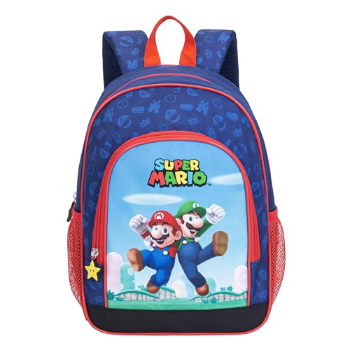 TOYBAGS Super Mario Schulrucksack, 2 Seitentaschen, verstellbare Träger für ganztägigen Komfort, gepolsterter Rücken, 37 x 27 x 17 cm, bunt, M, Casual von TOYBAGS