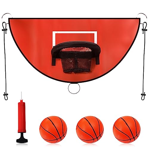 Trampolin Basketballkorb, Abreißrand zum Eintauchen TrampolinBasketballaufsatz mit Mini Basketbällen TrampolinZubehör für Kinder Erwachsene Innen und Außenbereich (Rot) von TOYMIS