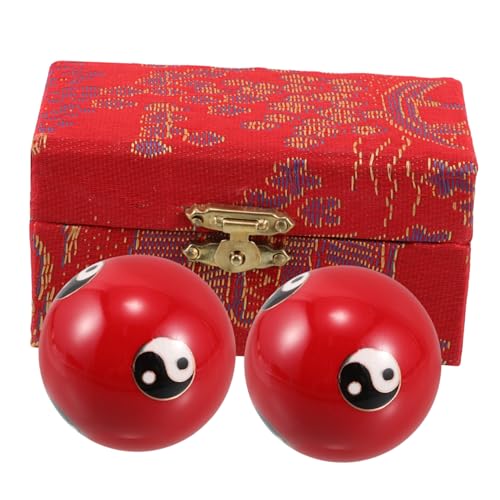 TOYZFRIENDY Baoding Handmassagebälle mit Geschenkbox Rot Gelenkschonend Fördert Handstärke Flexibilität und Entspannung Angenehme Vibrationen für Senioren Altersgruppen von TOYZFRIENDY