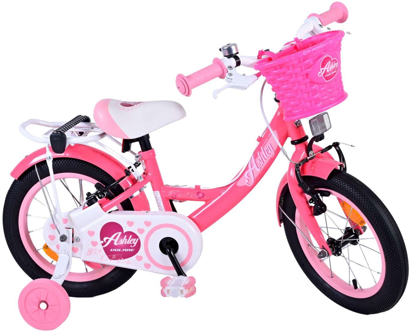 TPFSports Kinderfahrrad Volare Ashley 14 Zoll mit 2x Handbremse, 1 Gang, (Mädchen Fahrrad - Rutschfeste Sicherheitsgriffe), Kinder Fahrrad 14 Zoll mit Stützräder Laufrad Mädchen Kinderrad von TPFSports