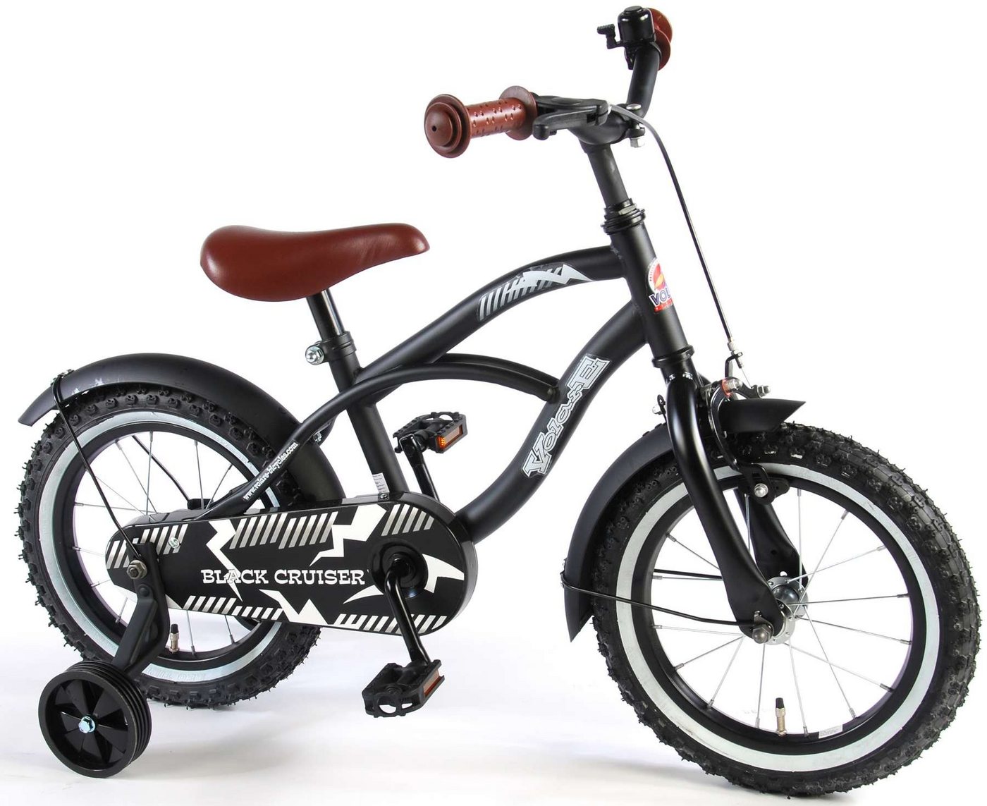 TPFSports Kinderfahrrad Volare Cruiser 14 Zoll Rücktritt und Handbremse, 1 Gang, (Jungsfahrrad - Jungen Kinderrad - ohne Schaltung - Sicherheitsgriffe), Jungs Fahrrad - Kinder Fahrrad 14 Zoll mit Stützräder - Schwarz von TPFSports