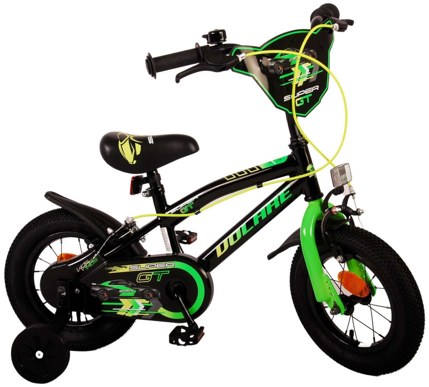 TPFSports Kinderfahrrad Volare Super GT 12 Zoll mit 2x Handbremse, 1 Gang, (Jungs Fahrrad - Rutschfeste Sicherheitsgriffe), Kinder Fahrrad 12 Zoll mit Stützrädern und Klingeln - Grün von TPFSports