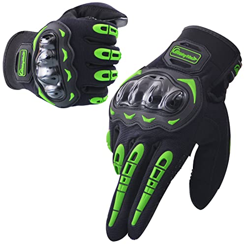 TRABIG Motorradhandschuhe Herren Touchscreen mit Vollfinger Hartknöchelschutz, Sport Handschuhe Professionelle Motorrad Unisex, Sommerhandschuhe für Motorradfahren, Camping und Roller (Grün, XXL) von TRABIG