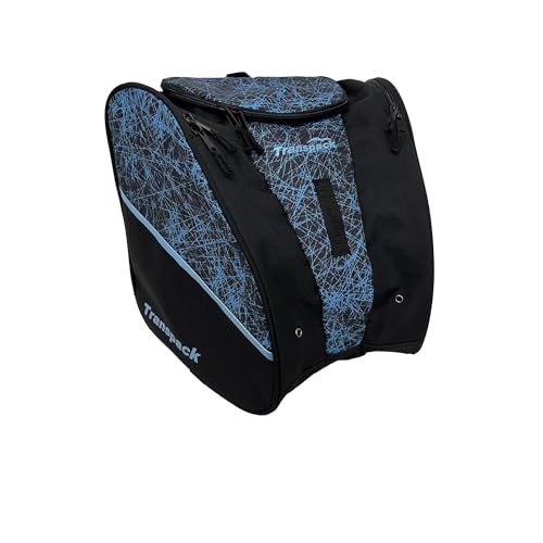 TRANSPACK Edge Junior+ Wasserabweisende 38L Ski-/Snowboardstiefel, Helm, Brille und Ausrüstung, Rucksack, Cyan Scratched Ice von TRANSPACK