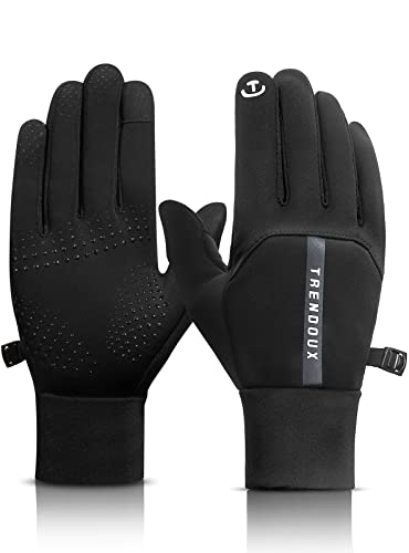 TRENDOUX Winter Thermohandschuhe Herren Damen, Wasserfeste Handschuhe mit Touchscreen Fingerspitzen für Outdoor Sportarten Schwarz XL von TRENDOUX