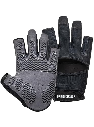 TRENDOUX Sport Handschuhe Gym Männer Frauen, Atmungsaktiv Fitness-Handschuhe für Kettlebell Radfahren Schwarz M von TRENDOUX