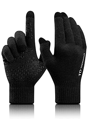 TRENDOUX Handschuhe Herren Winter Warm: Dick Warme Thermohandschuhe mit Touchfunktion Fingerkuppen Schwarz L von TRENDOUX