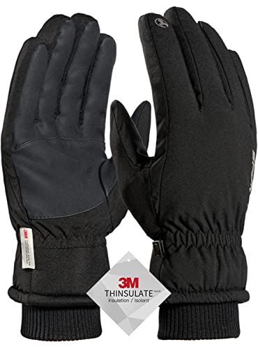 TRENDOUX Handschuhe Herren, wasserdichte für Frauen 3M Thinsulate Ski Damen Touchscreen dicke thermische Wicking Insert für Bike Snowboard Snow Running, Winterhandschuhe Damen - Schwarz XL von TRENDOUX