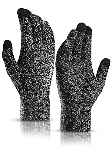 TRENDOUX Handschuhe Herren Winter Warm Gefüttert Rutschfester Thermo Touchscreen Griff Dehnbares Material Winddicht Fäustlinge zum Autofahren Outdoor - Schwarz weiß XL von TRENDOUX