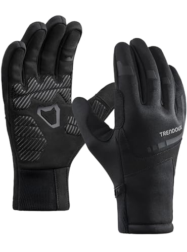 TRENDOUX Handschuhe Männer Frauen, Sporthandschuhe mit Touchscreen Fingerspitzen Warmes Material für Kaltes Wetter Schwarz L von TRENDOUX