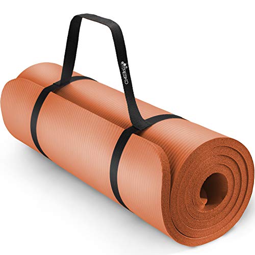 TRESKO Yogamatte Phthalatfrei - Gymnastikmatte rutschfest, Pilatesmatte Fitnessmatte mit Tragegurt, 185 x 60 x 1,0 cm Orange von TRESKO