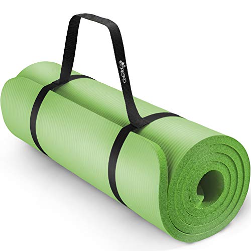 TRESKO Yogamatte Phthalatfrei - Gymnastikmatte rutschfest, Pilatesmatte Fitnessmatte mit Tragegurt, 190 x 100 x 1,5 cm Hellgrün von TRESKO