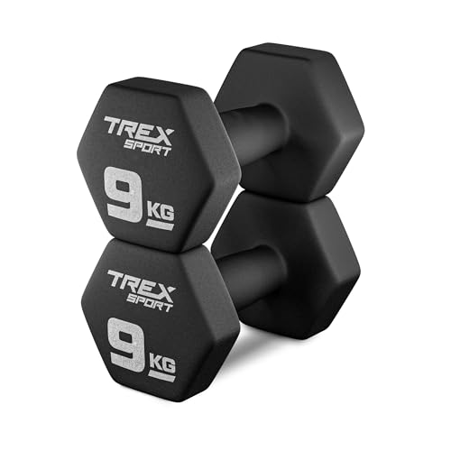 TREX SPORT Neopren Hanteln Set | Kurzhanteln 2er Set 4kg-20kg | Hanteln Frauen & Männer Set (2x9 kg) von TREX SPORT