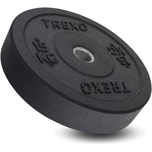 TREXO Olympic Bumper 15 KG Hantelscheibe Gummiertes Material für Langhantel 50 mm Durchmesser Langlebige FitnessScheibe Krafttraining Crossfit von TREXO