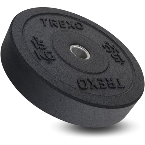 TREXO 15 KG Olympic Bumper Hantelscheibe Gummiertes Material für Langhantel 50 mm Durchmesser Langlebige FitnessScheibe Krafttraining Crossfit TRX-BMP015 von TREXO