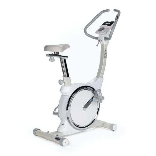 TREXO Hex Stationärer Heimtrainer mit Funktionscomputer und elektromagnetischem Widerstandssystem im Bereich 1-16 Schwungrad 3 kg Weiß EB300 von TREXO