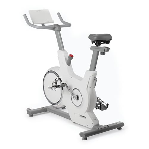 TREXO Stationärer Heimtrainer mit magnetischem Widerstandssystem, stabiler Konstruktion und 5kg Schwungrad Telefon- und Tablet-Halterung Weiß EB-500 von TREXO