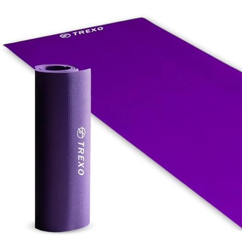 TREXO Strapazierfähige PVC-Yogamatte 61 x 183 cm 6 mm dick lila für Heimübungsverein Pilatesmatte Stretching Gymnastik YM-C01P von TREXO