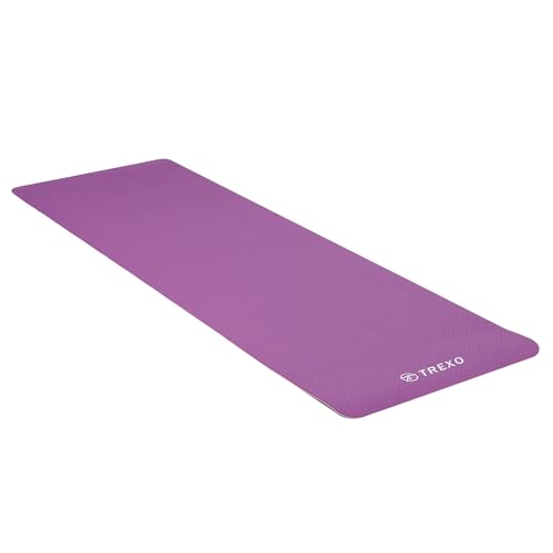 TREXO Weichschaum-Yogamatten TPE 2, 61 x 183 cm, 6 mm dick, zweifarbig, für Indoor-Club Pilates, Stretching, Gymnastik YM-T02N (Rosa) von TREXO