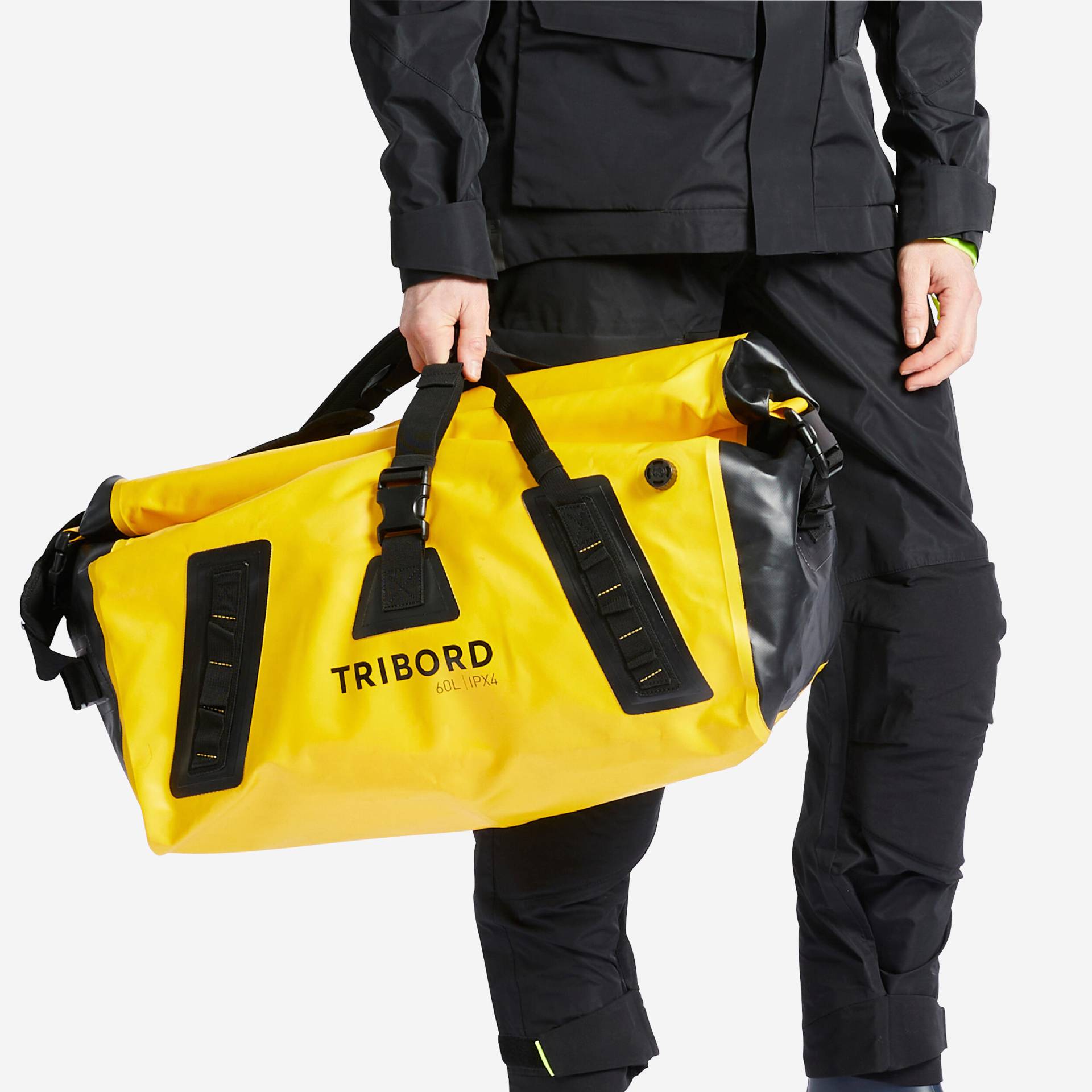 Reisetasche Sporttasche 60 l wasserdicht - gelb/schwarz von TRIBORD