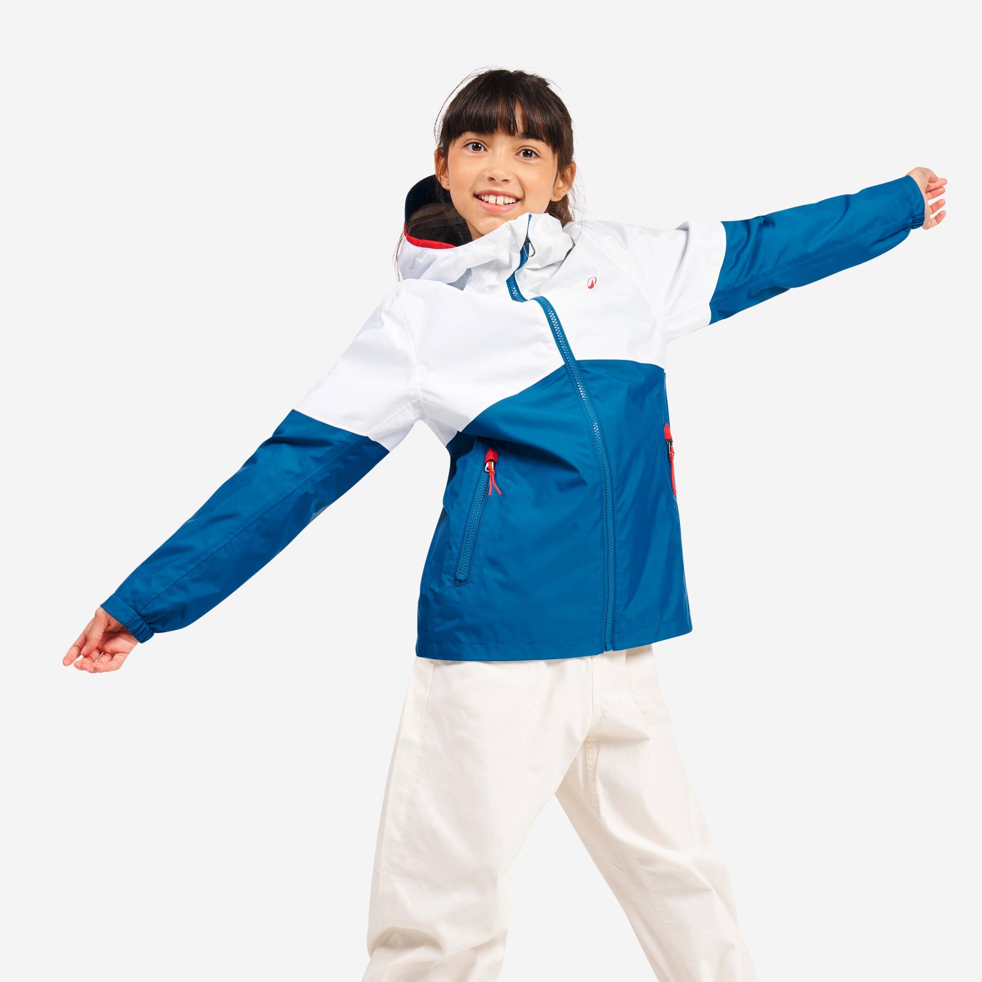 Segeljacke Regenjacke Kinder wasserdicht 100 weiß/blau von TRIBORD