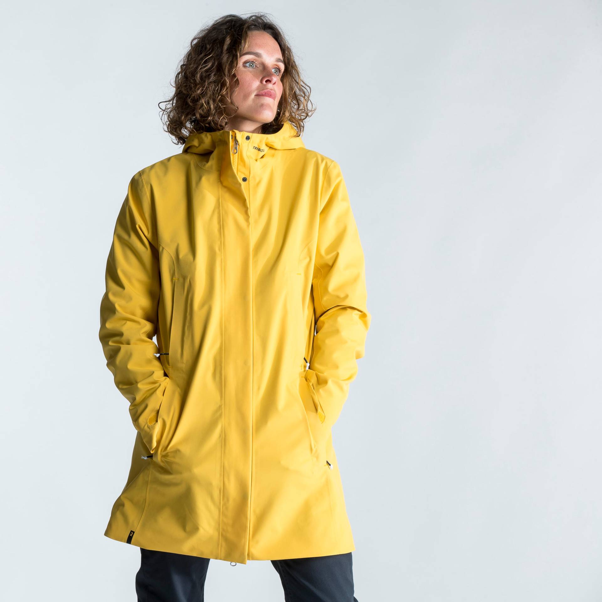 Regenjacke Wachsjacke Segeln Damen wasserdicht 300 gelb von TRIBORD
