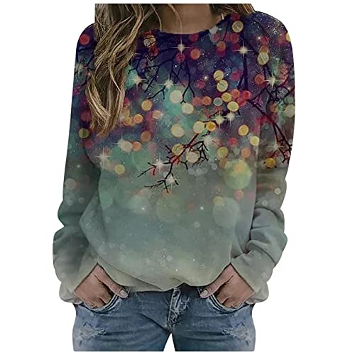 TRIGLICOLEUM Bluse Damen Pullover mit Buntem Blumenmuster Klassisches Batik Langarmshirt Oberteile Modisches Basic Shirt Tunkia mit 3D Druck Frühling Herbst Sportbekleidung Hemd Tops von TRIGLICOLEUM